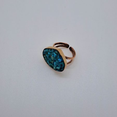 Bague en cuivre avec agglomérat de Chrysocolle