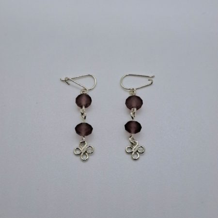 Boucles d'oreilles en argent avec Verre soufflé de Murano violet