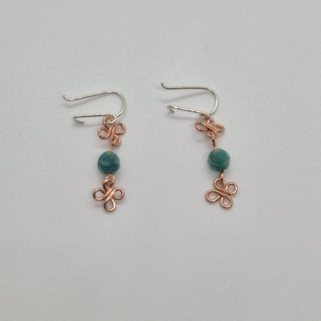 Boucles d'oreilles en cuivre avec pierre turquoise