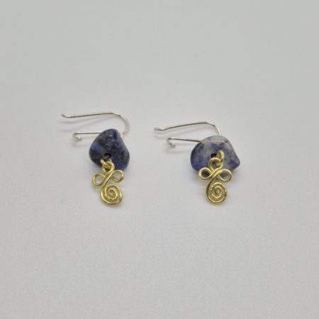 Boucles d'oreilles en laiton avec Sodalite